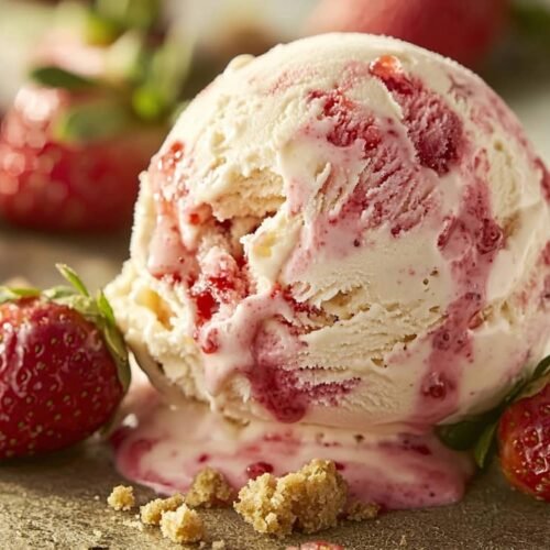 Crème glacée à la fraise façon Cheesecake