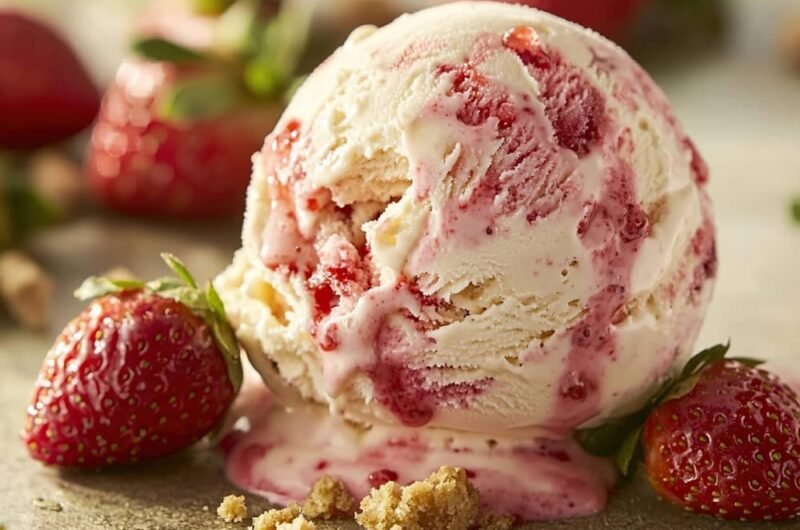 Crème glacée à la fraise façon Cheesecake