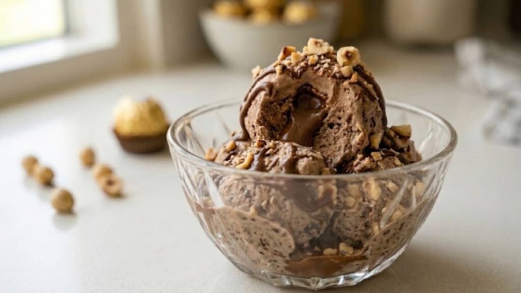 Glace Ferrero Rocher protéinée avec le Ninja Creami Deluxe